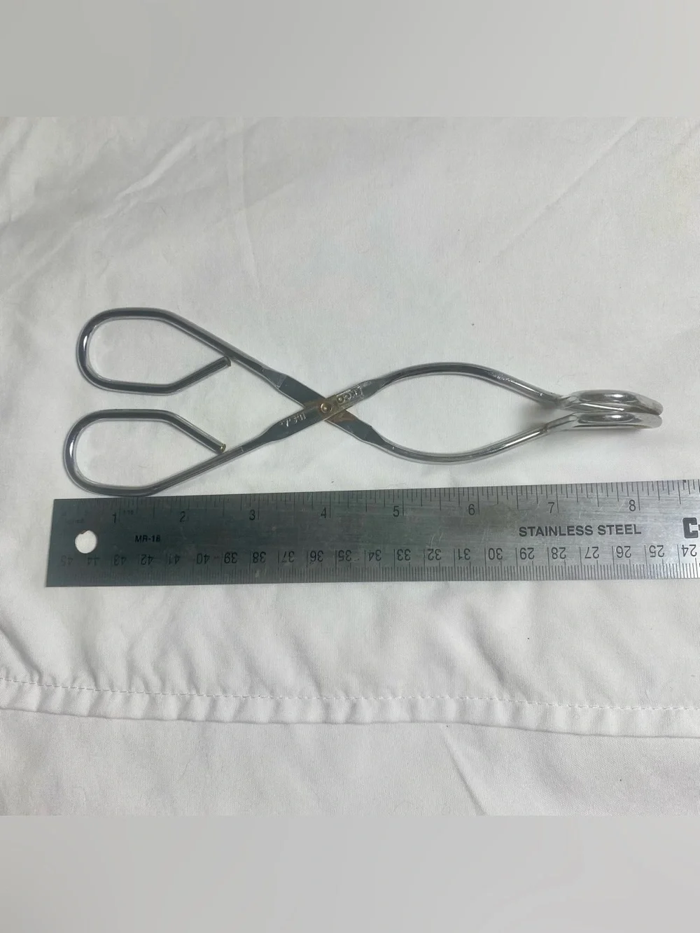 VTG Ekco Kitchen Tongs Stainless Metal Scissor Style Gripping Made In USA
